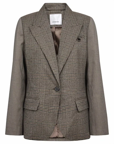 Co'Couture - VeyaCC Check Fitted Blazer - Brown